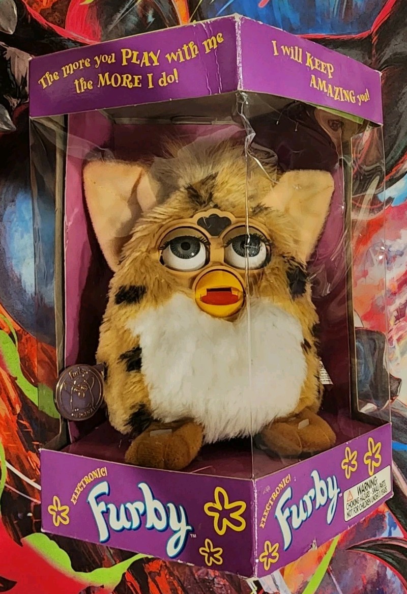 1998 Furby Tiger Electronics Grey/White Brown Eyes w/Tag 70-800