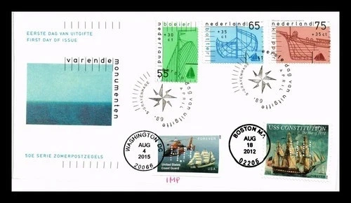 SHIPS TRIPLE CANCEL HIDEAKI NAKANO PERFIN NETHERLANDS 1989 FDC 2015 USCG 2012 US