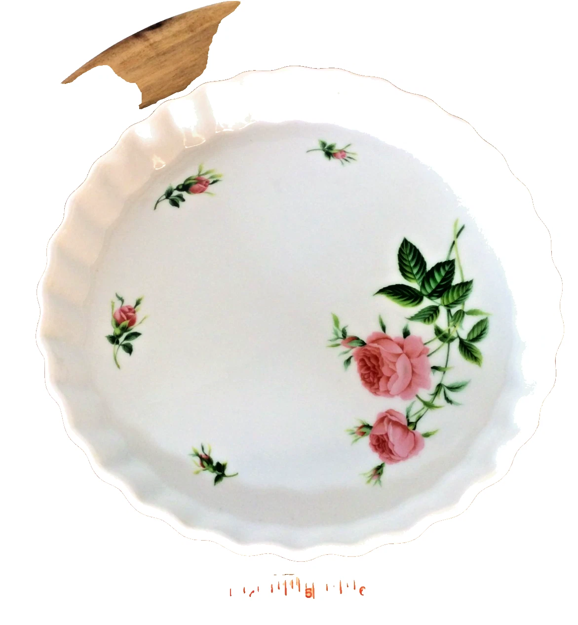Vtg Christineholm Porcelain Rose Pattern Quiche Tart Pie Plate Dish 9.5 Inches