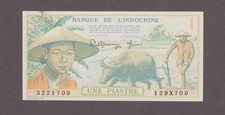 French Indochina, Banque de l Indochine 1 Piastre Note P-74  ND (1949) AUNC