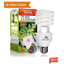 26W UVA UVB Reptile Bulb E26 - Energy Efficient Terrarium Light with Tester Card