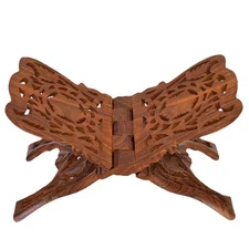 Vintage Carved Book Stand Display Coffee Table Book Decor Folding Bible/Book