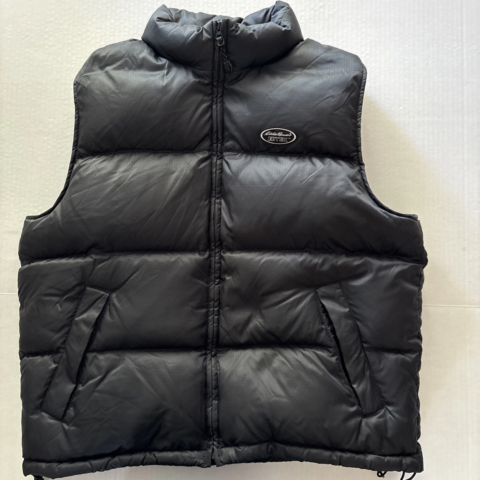 Eddie Bauer Vest Mens L Black Ebtek Goose Down Puffer Jacket Full Zip Outdoors
