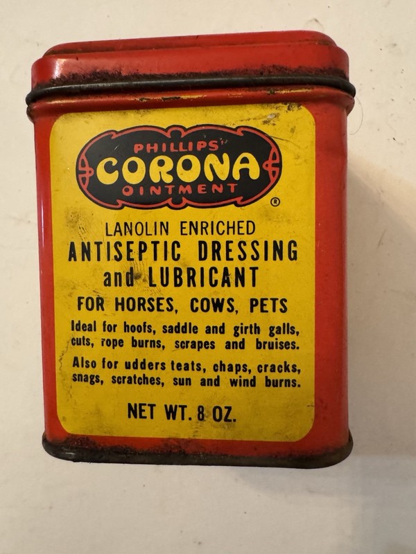 Vintage Phillips' Corona Ointment Dressing Tin Horses, Cows & Pets Atlanta, GA. 