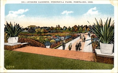 Sunken Gardens, Peninsula Park, Portland, Oregon Postcard