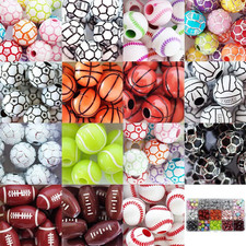 15 Styles Sports Beads Football Baseball Basketball Tennis Volleyball Soccer wit