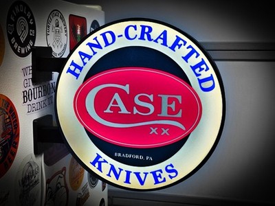 Case XX Hand-Crafted Knives Round LED Light Box | Double Sided Sign RGB Option