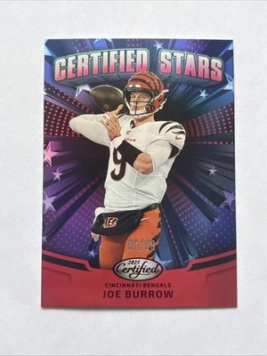 2025 Panini Certified Joe Burrow #CST-JBW Certified Stars Mirror Red /99 Bengals