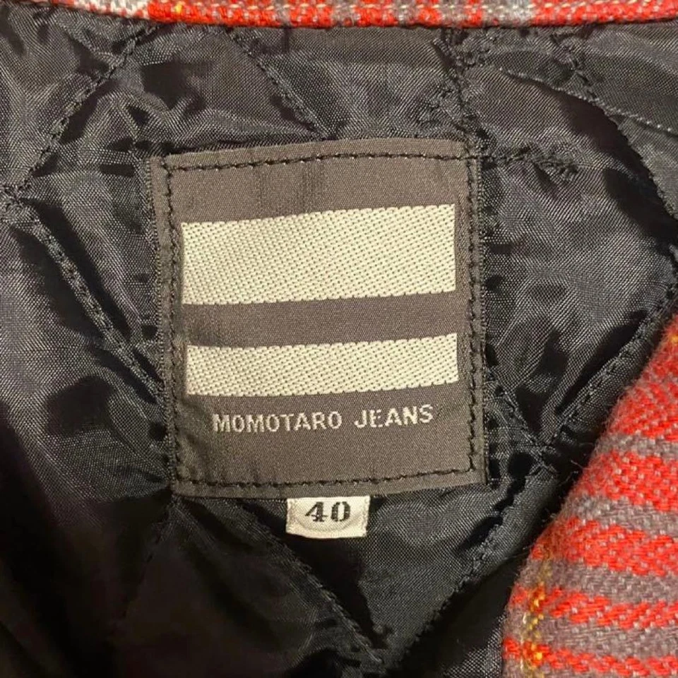 Momotaro Jeans Quilted Check Jacket Red Size 40 made in Japan - Image 4 of 4