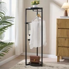 Kings Brand Furniture Suit Valet Stand, Coat Rack Rods & Storage Trays, Black