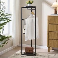 Kings Brand Furniture Suit Valet Stand, Coat Rack Rods & Storage Trays, Black