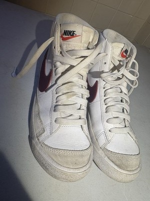 Nike Blazer Mid White Burgundy Red Youth 5.5Y Leather Suede Sneakers