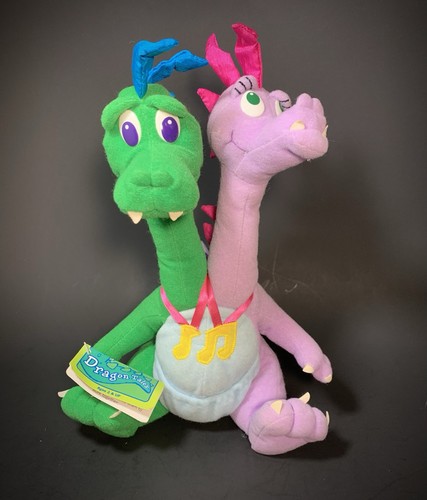 1999 Playskool Dragon Tales Zak & Wheezie Purple/Green Dragon 2 Heads Plush