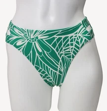 Tabitha Brown Womens Green Leaf Print High Waist Cutout Bikini Bottom XXS NWOT