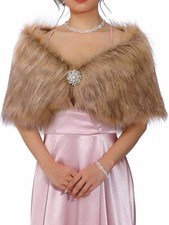 Wedding Faux Fur Shawls and Wraps Black Bridal Fur Shrug Winter Stoles with B...