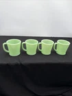4 Anchor Hocking Fire King Jadeite D Handle Mugs Restaurant Ware 1950’s No Logo
