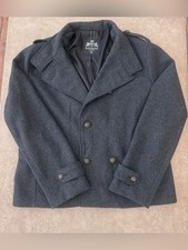Express Mens Large Wool Blend Pea Coat Gray J...