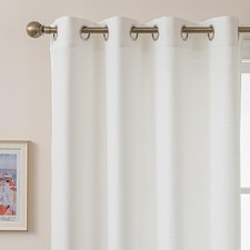 White Linen Curtains, 102 Inch Long Curtains 2 Panels Set, Light Filtering Se...