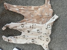 2x Bear Pattern Sleepsuit Baby Clothes 3-6 Months