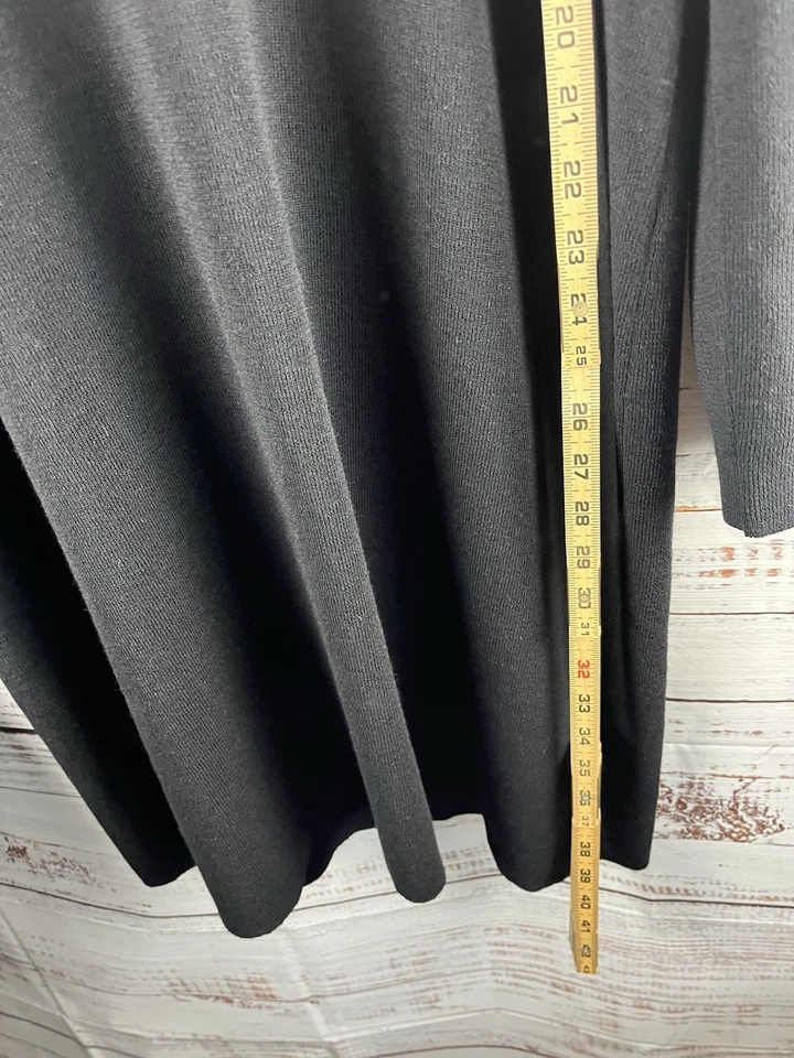 Vestido midi Eileen Fisher extra fino de lana merino negro manga larga mediana Foto 4 de 4