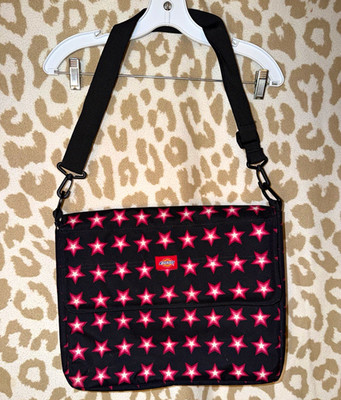 Dickies Star Print Crossbody Bag Black/Pink/White Zip Adjustable Strap