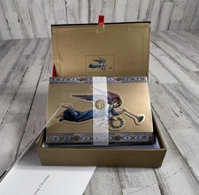 Vintage 2005 Gold Renaissance Angel Christmas 15 Cards Wood Box 7.5 X 5.5 In
