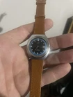 Vintage Timex 21 Wind Up Men's Watch Racing Blue/dial Brushed Steel Bezel Nice
