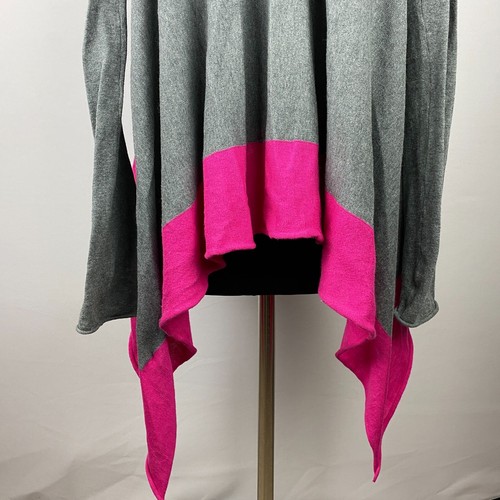 Express Cardigan Womens s Gray Pink Open Front Asymmetrical Pretty Sweater S - Picture 6 of 7