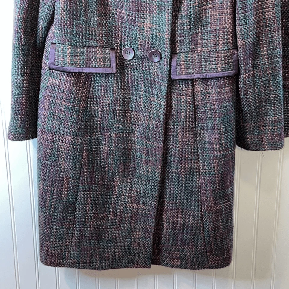 Abrigo Apostrophe y Falda a Juego Mujer Talla 10 Púrpura Tweed Forrado Doble Pecho Foto 4 de 4