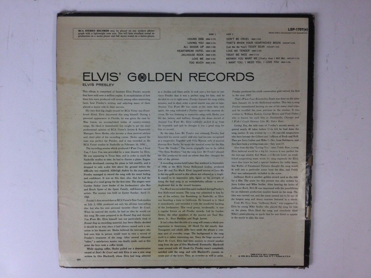 Elvis Presley Elvis' Golden Records UK盤 Elvis Presley Elvis' Golden Records - Gold Vinyl Canadian