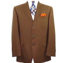 Hickey Freeman Mens Pure Cashmere Solid Brown Blazer Jacket Sport Coat 43 R USA