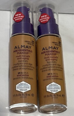 2 Almay Age Essentials Makeup Multi-Benefit SPF 15 - 180 Medium / Deep - 1 oz