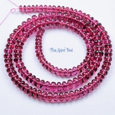 Malawi High Grade Cosmic Pink Rhodolite Garnet Smooth Rondelle Beads 16 Inch str