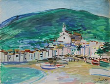 Robert savary - Painting Original Signed - The Beach IN L'Church White