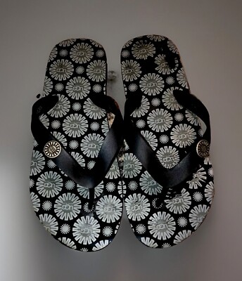 Women's UGG Black Ikat Flare Flip Flop Sandals Size K5 Womens