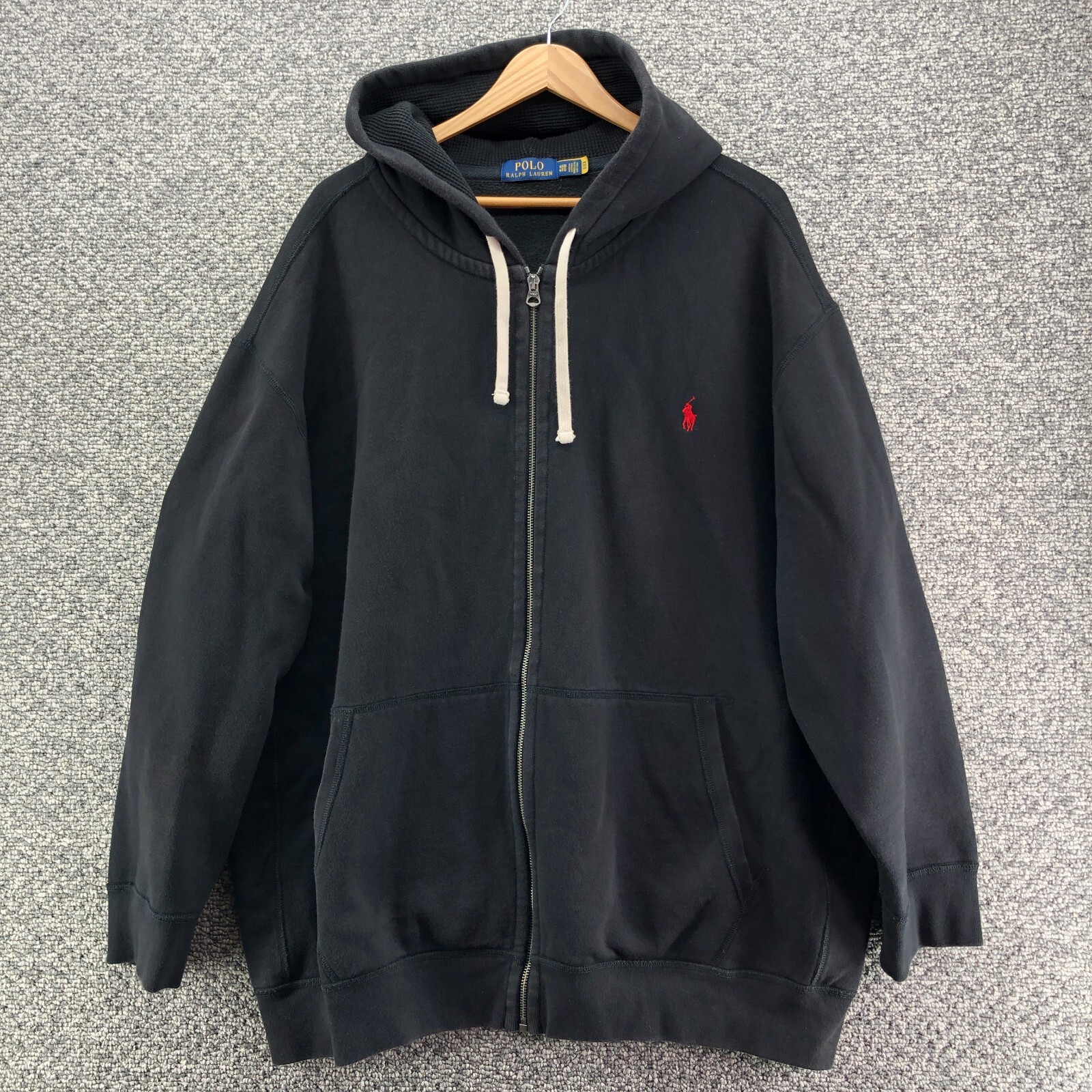 Polo Ralph Lauren Felpa con Cappuccio Nero Rosso Pony Uomo Tg 4XB 4TG Grande e Alta