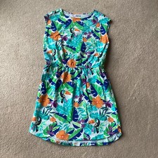 LANDS END GIRLS SUNDRESS, 14, SLEEVELESS PULLOVER,STRETCH AT WAIST, TROPICAL