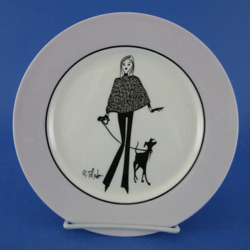 Juego de 4 platos de ensalada de postre Rubén Toledo elegante mujer perro con correa Nordstrom - Imagen 4 de 6