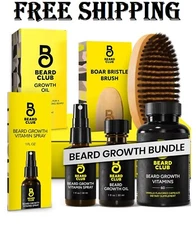Beard Club Essential Beard Growth Kit - Beard Growth Oil, Beard Growth Vitami...