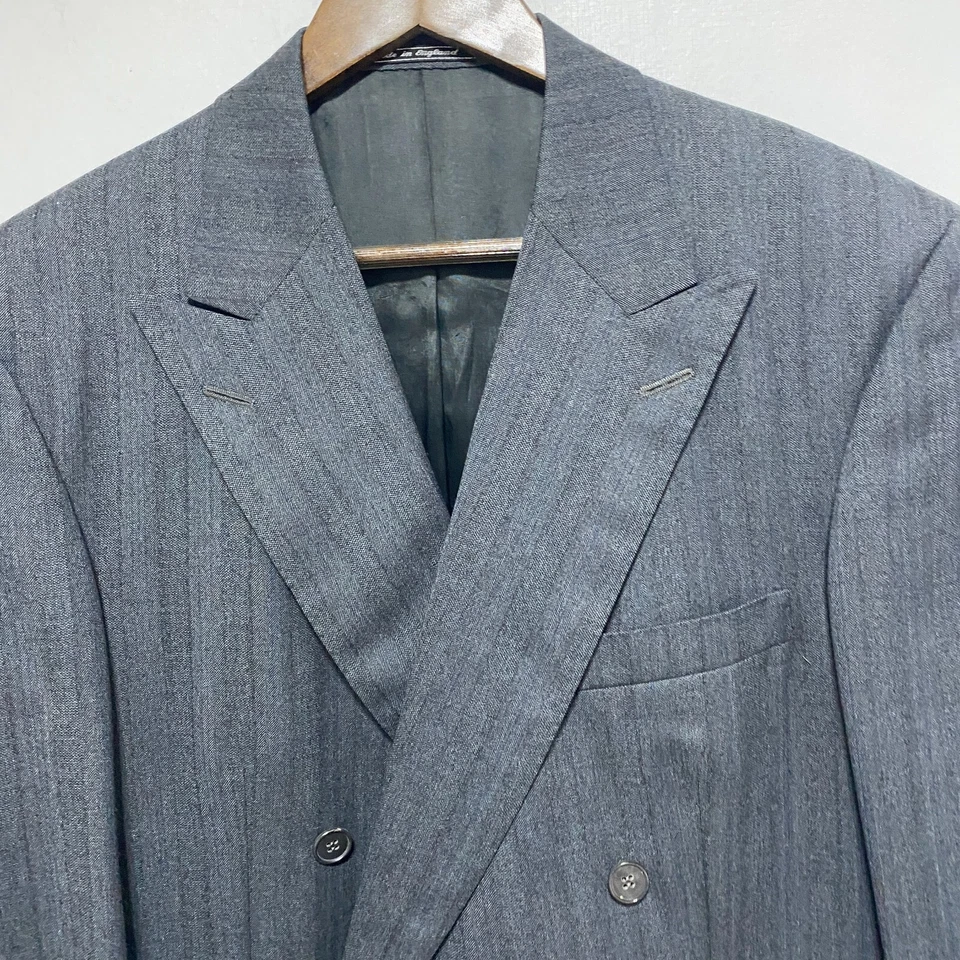 Chester Barrie Barneys винтажный блейзер мужчин 42L серый двубортный шерсти Super 100s - Изображение 2 из 4