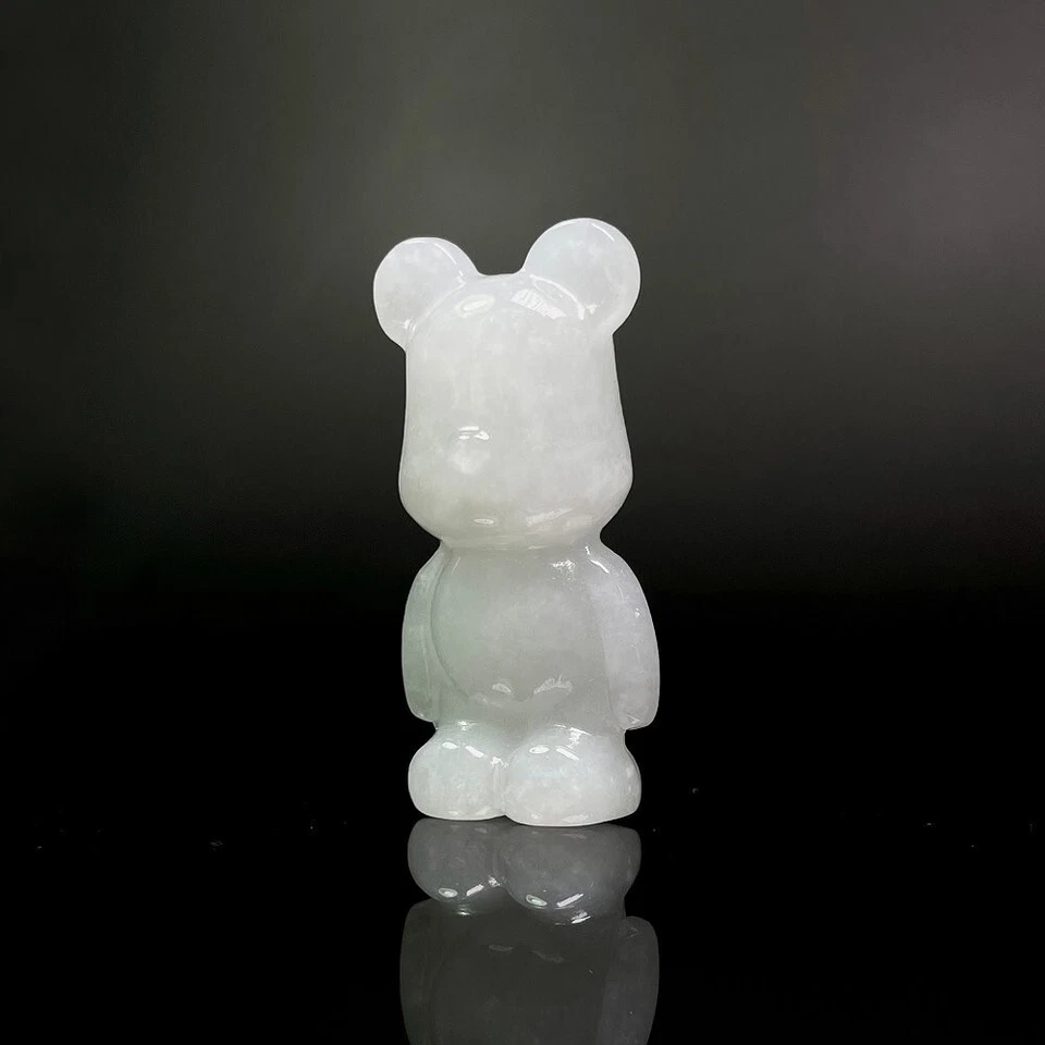 【KATHY JADE】Icy Emerald  White Bear Jadeite Jade Statue《Grade A》 Foto 2 de 4
