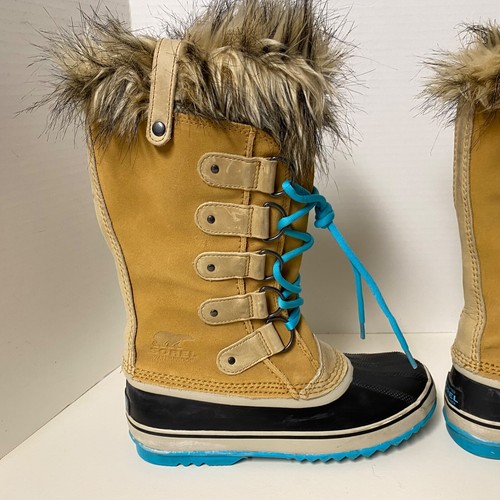 Sorel Joan Of Arctic 9 Thick Winter Boots NL1540 248 Fur Lined Brown Turquoise - Picture 9 of 14