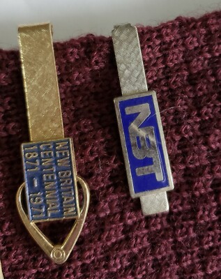 1971 New Britain, CT Centennial Tie Clip and New Britain Trust tie clip 1960's