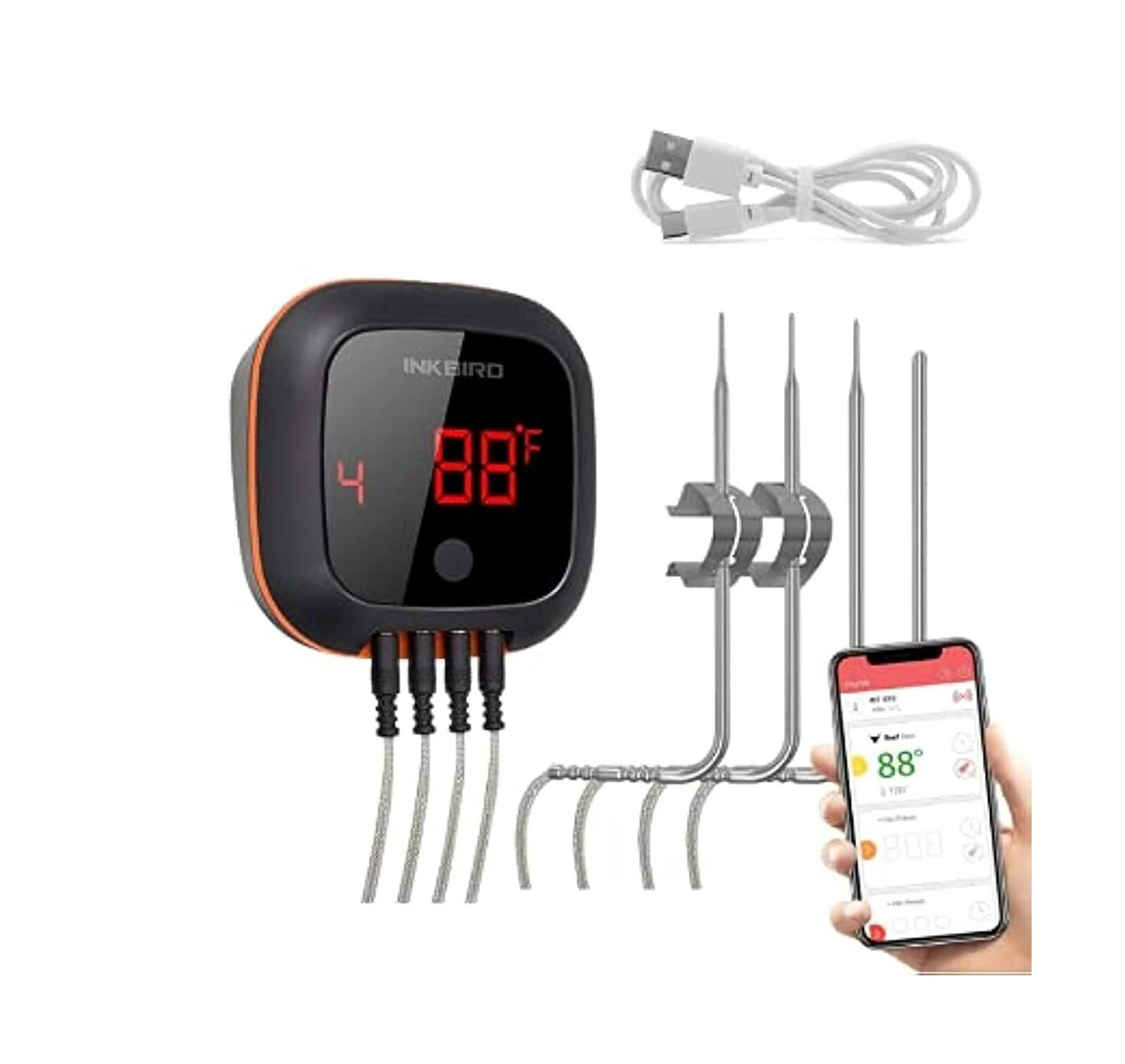 Bluetooth BBQ Meat Thermometer with Dual Probe Timer - Thumbnail 5