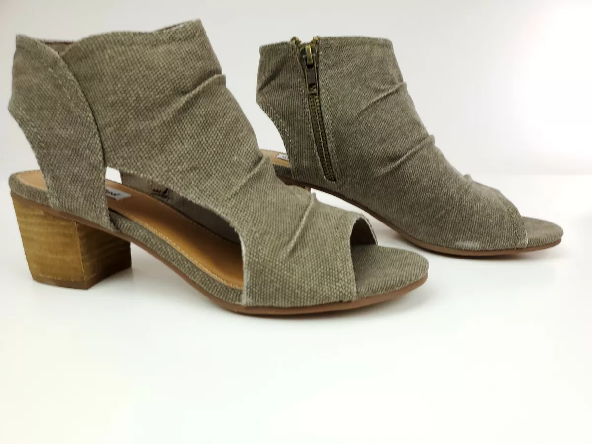 Not Rated Anna Brown Fabric Canvas Sandal Bootie Heels Size 7