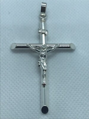 Solid 925 Genuine Sterling Silver Jesus Cross Pendant All Sizes BRAND NEW UK