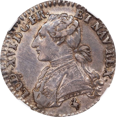 FRANCE LOUIS XVI  1779/8-A  1/10 ECU SILVER COIN ALMOST UNCIR NGC CERTIFIED AU53
