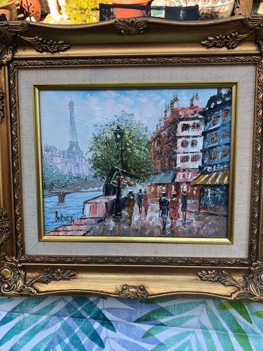 Oil on Canvas Paris scene by Burnet