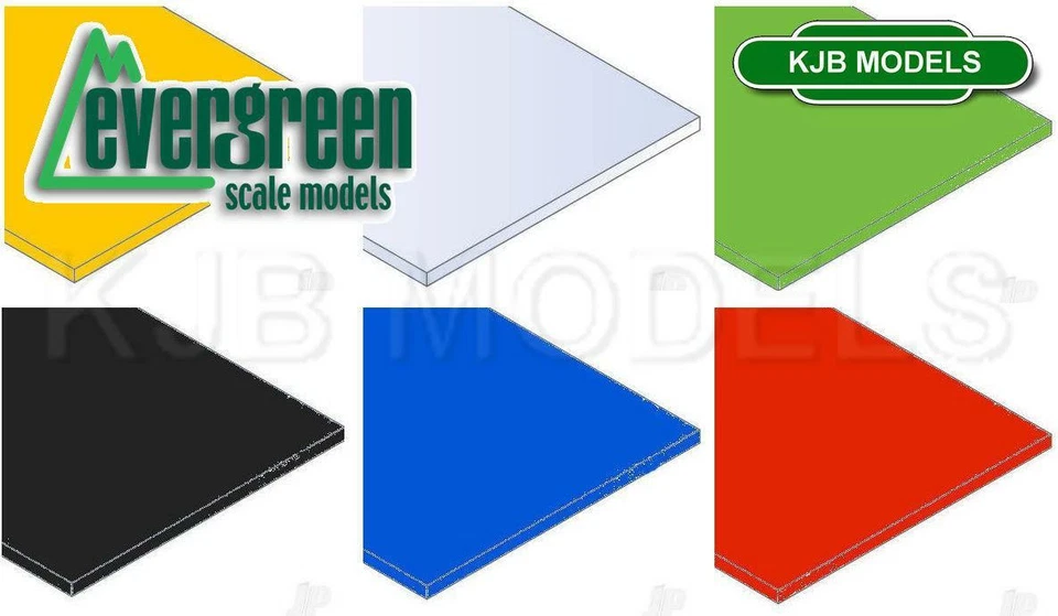 Evergreen Scale Model Styrene Plain Colour Sheets Plastic White Clear Black etc