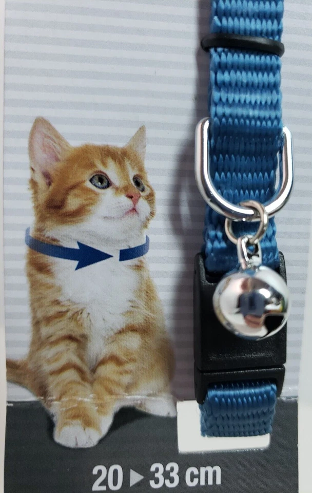 Catit Blue Cat Collar with Bell Adjustable Nylon Collar Breakaway 8-13” - Image 4 of 4